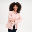 Veste surchemise oversize coton rose clair femme