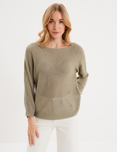 Pull manches longues vert kaki femme