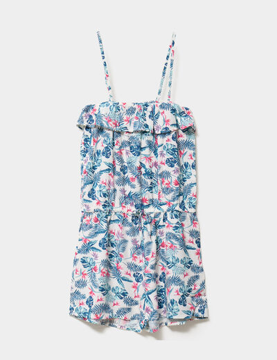 Robe de plage à bretelles blanc fille