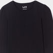 T-shirt coton manches longues à fronces noir fille