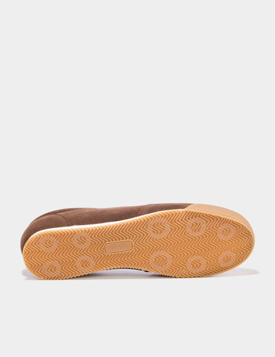 Tennis basses &agrave; lacets effet su&eacute;dine marron homme