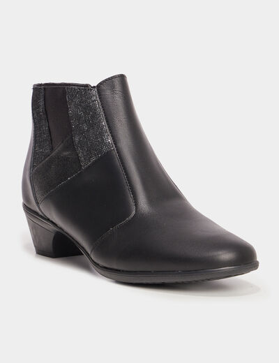 Boots talons fermeture zippée cuir noir femme