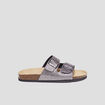Mules avec doubles boucles gris fonc&eacute; femme