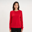 Pull col rond manches longues rouge femme