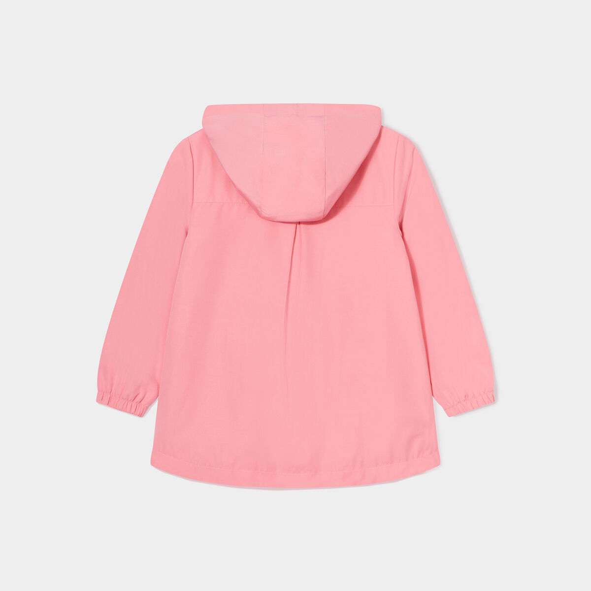 Parka longue zippée à capuche rose corail fille