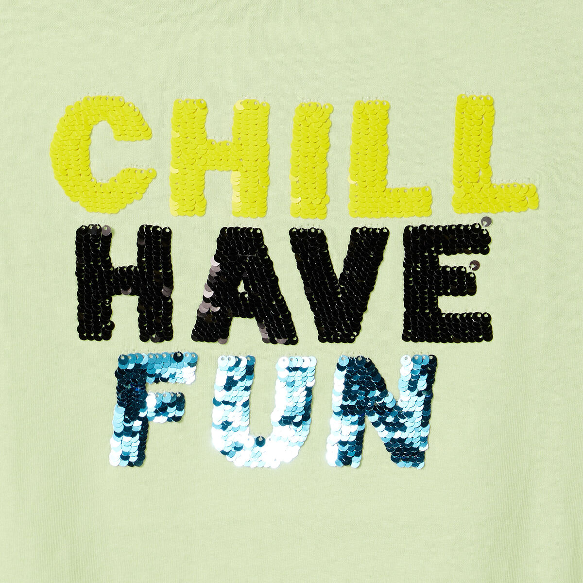 T-shirt manches courtes sequins vert garçon