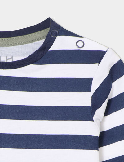 T-shirt col rond manches longues coton bleu marine bébé garçon