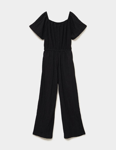 Combinaison pantalon manches courtes noir fille