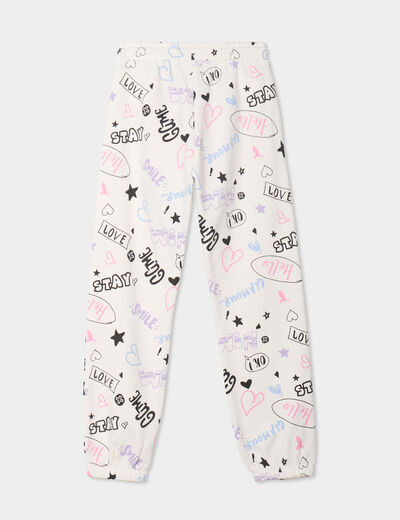 Pantalon de jogging molleton beige fille