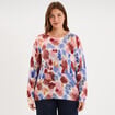 Pull col rond oversize manches longues ecru femme grande taille