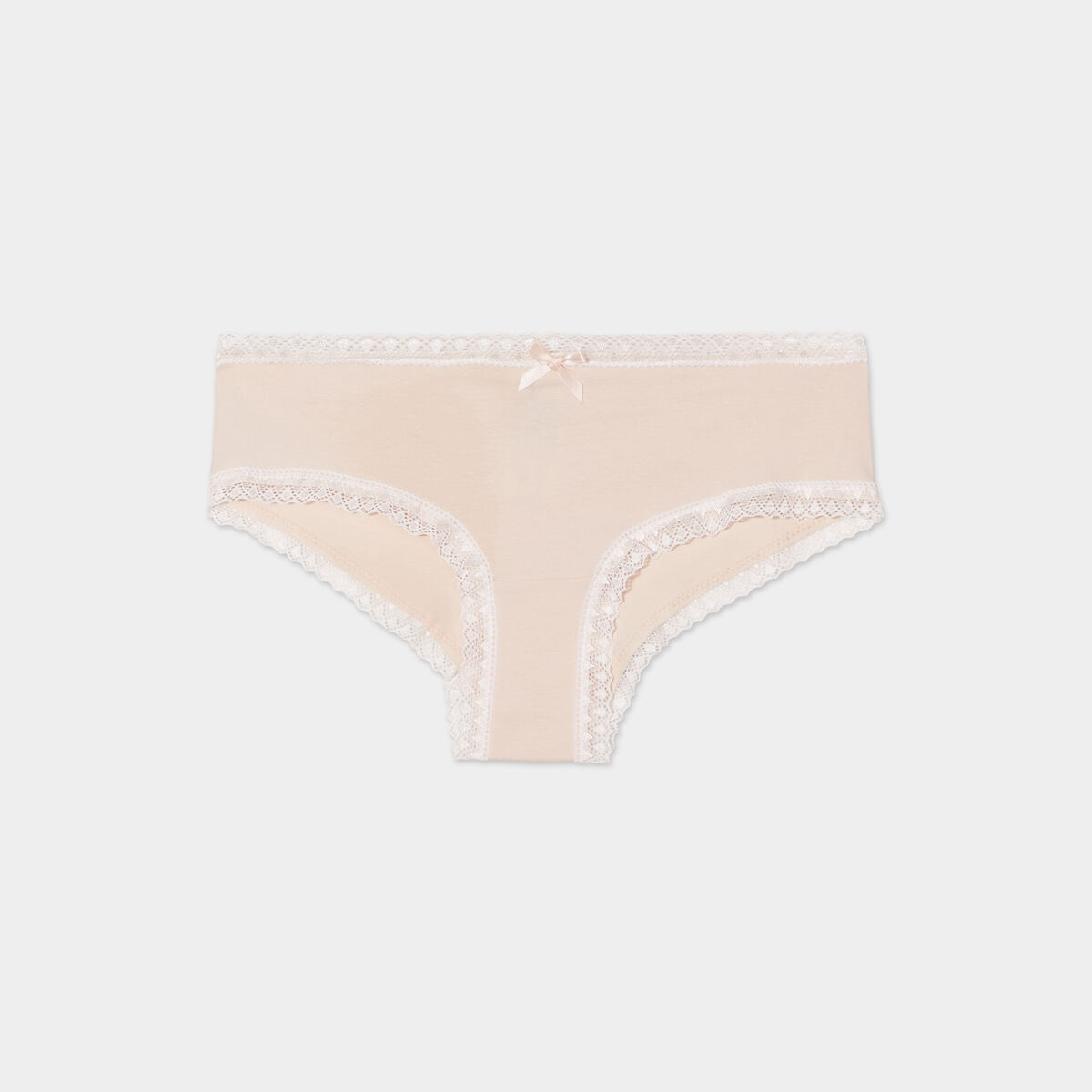 Shorty en dentelle coton rose clair femme