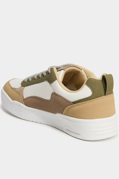 Baskets &agrave; lacets vert kaki femme