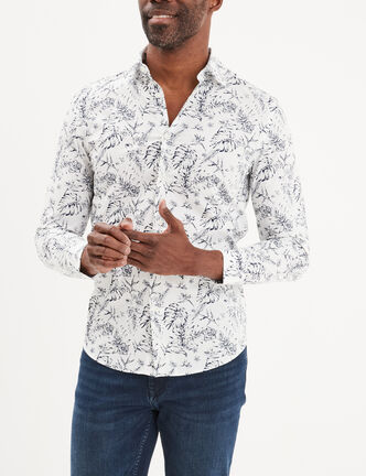 Chemise ajustée col français ecru homme