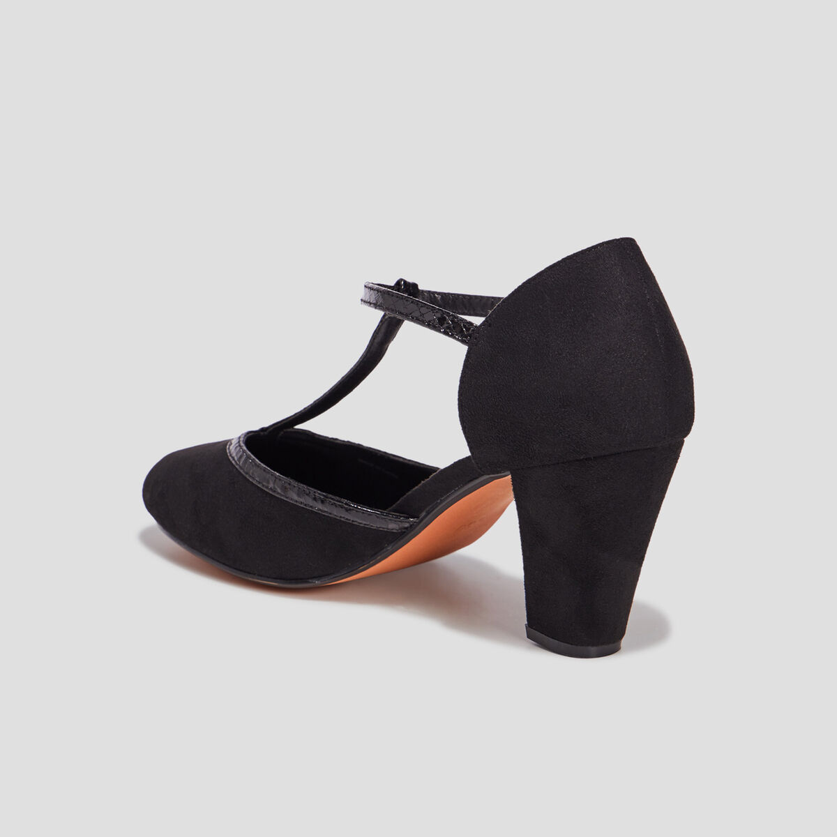 Escarpins salom&eacute; &agrave; talons aspect su&eacute;dine noir femme