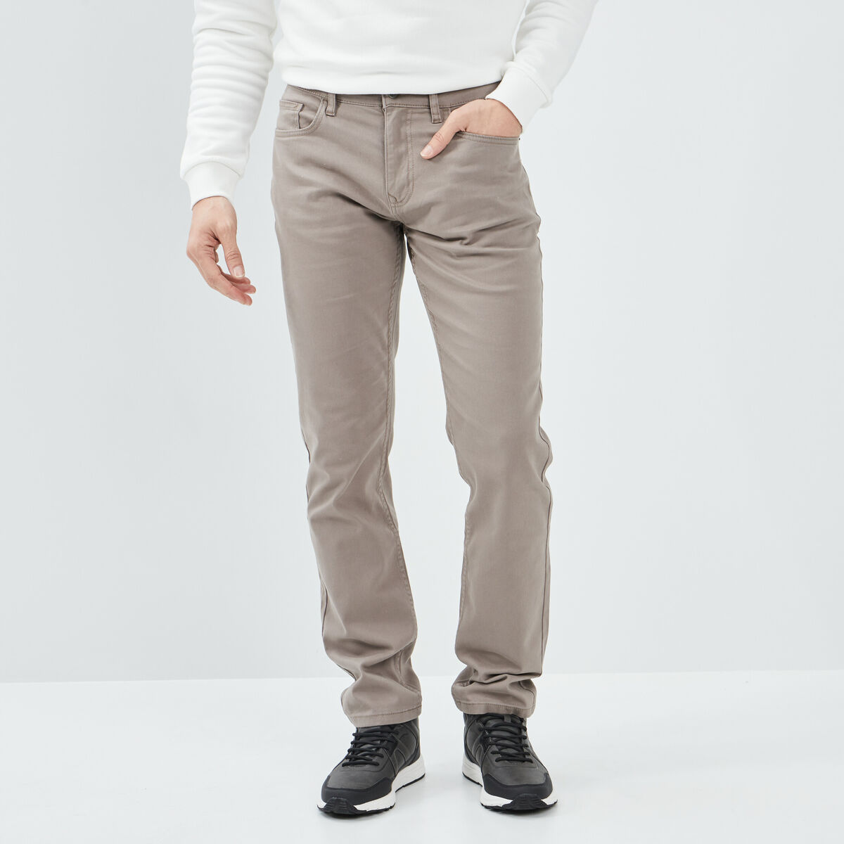 Pantalon regular taupe homme