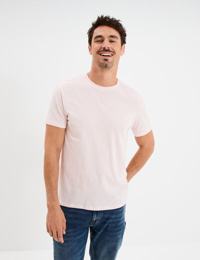 T-shirt droit en coton manches courtes rose clair homme