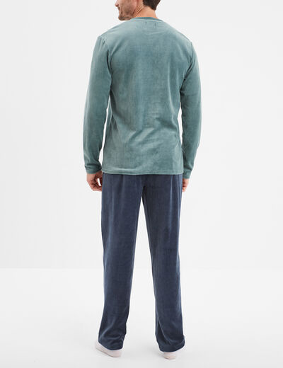 Ensemble pyjama 2 pièces haut et bas vert homme
