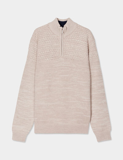 Pull col camionneur zippé Creeks gris clair homme