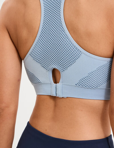 Brassi&egrave;re sport microfibre dos nageur bleu gris femme
