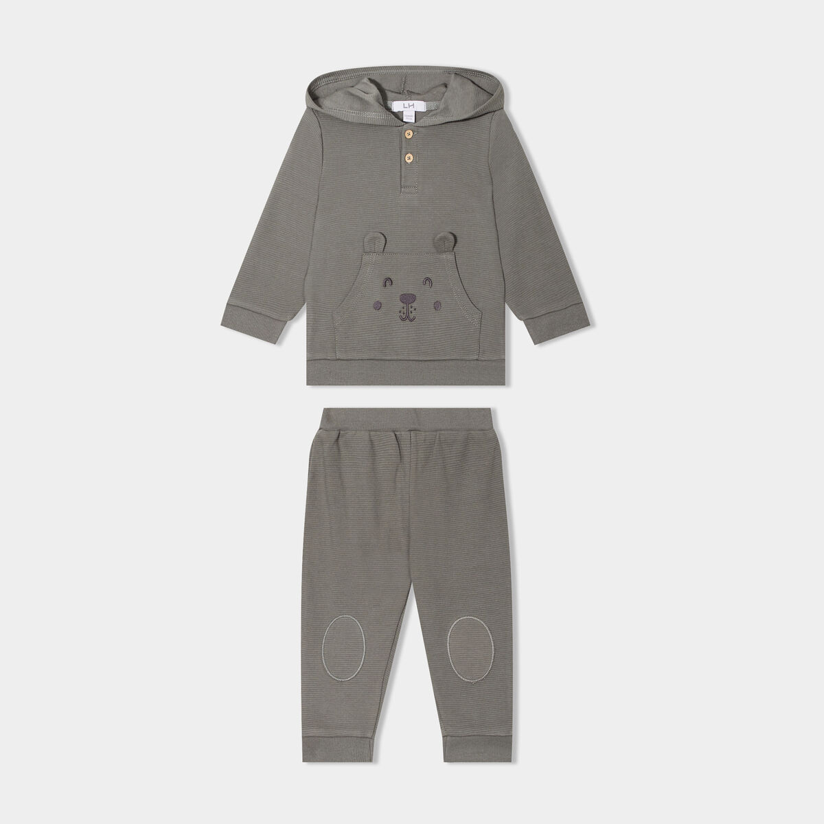 Ensemble 2 pièces sweat et jogging coton vert kaki bébé garçon