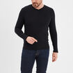 T-shirt col en V manches longues coton noir homme