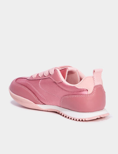 Tennis basses effet satin rose fille