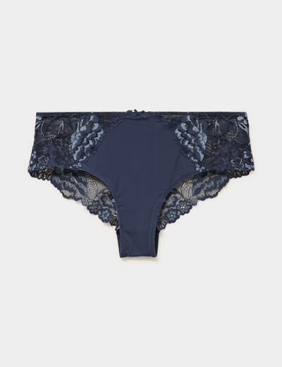 Shorty avec dentelle bleu marine femme