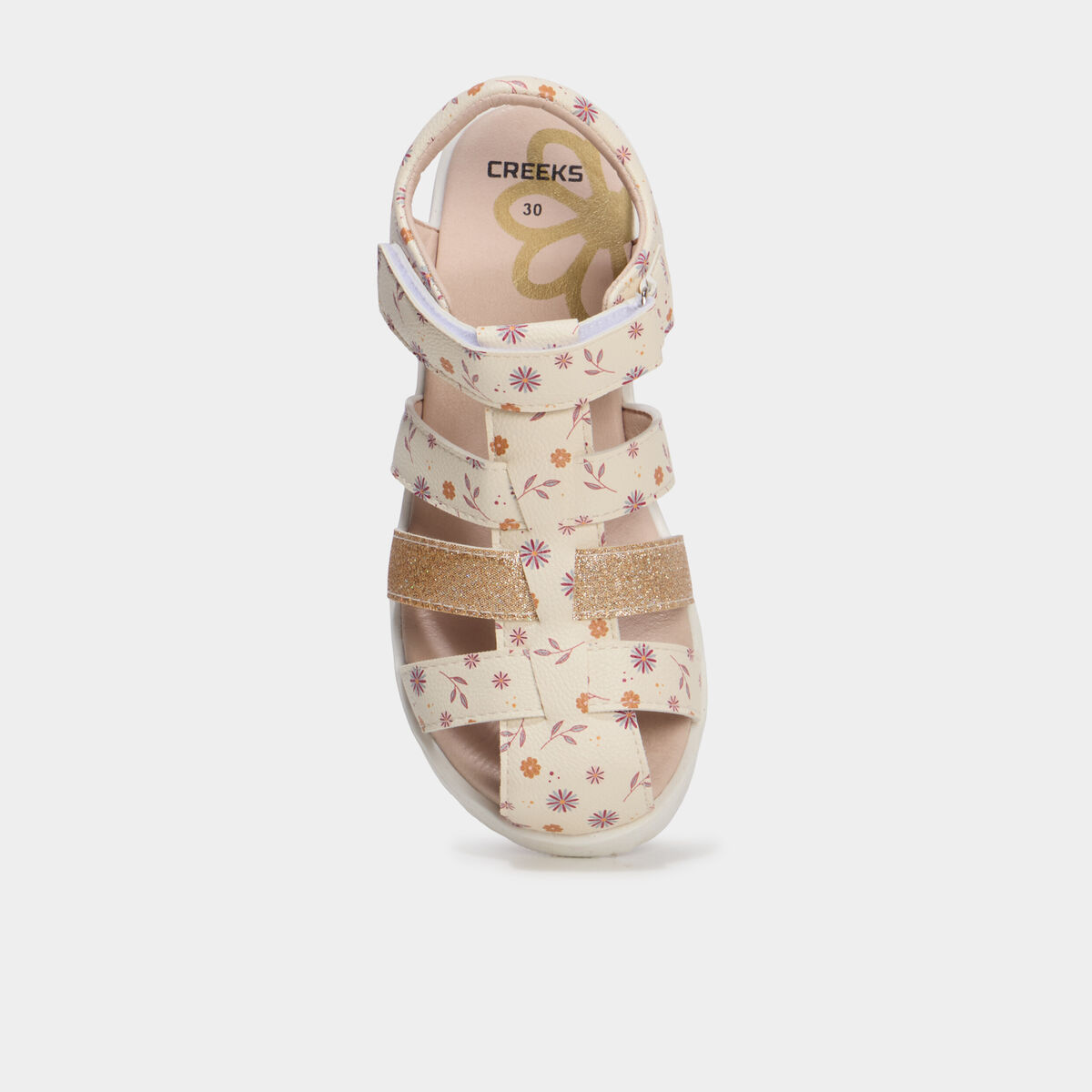 Sandales &agrave; scratchs avec semelle souple multicolore fille