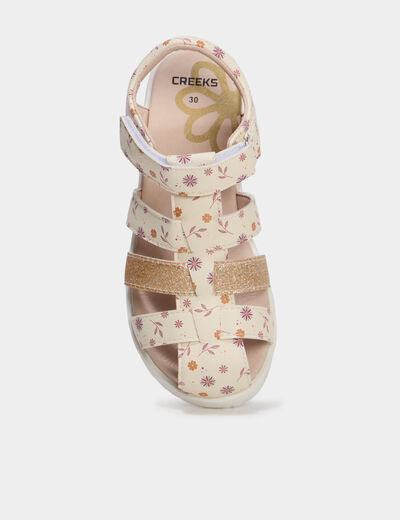 Sandales &agrave; scratchs avec semelle souple multicolore fille