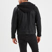 Veste biker &agrave; capuche amovible noir homme