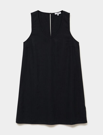 Robe droite courte lin majoritaire noir femme