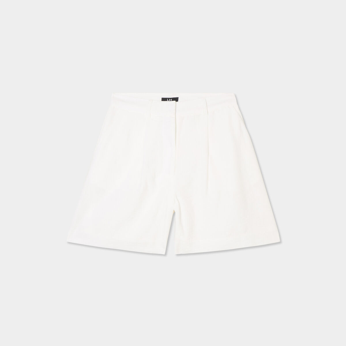 Short large avec pinces blanc femme