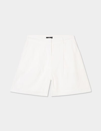 Short large avec pinces blanc femme