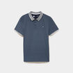 Polo slim manches courtes stretch bleu marine homme