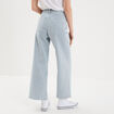 Pantalon flare cropped taille haute blanc femme