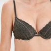Soutien-gorge ampliforme paddé dentelle vert kaki femme