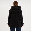 Manteau zipp&eacute; capuche fausse fourrure noir femme grande taille