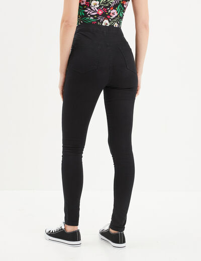 Jegging taille haute denim noir femme