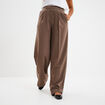 Pantalon large &agrave; pinces beige femme