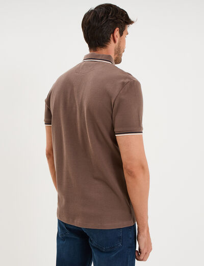 Polo piqu&eacute; manches courtes coton gris fonc&eacute; homme