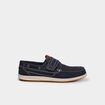 Chaussures bateau en cuir &agrave; scratch bleu homme