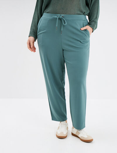 Pantalon de jogging taille à coulisse vert foncé femme grande taille