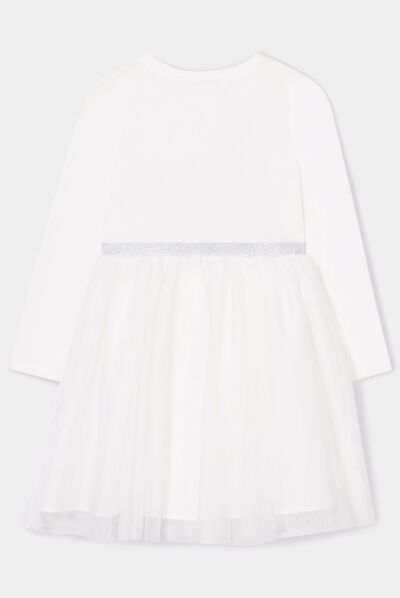 Robe patineuse bas tulle détails sequins ivoire fille