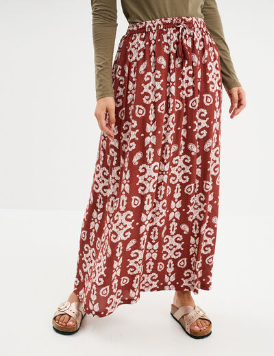 Jupe longue fluide terracotta femme