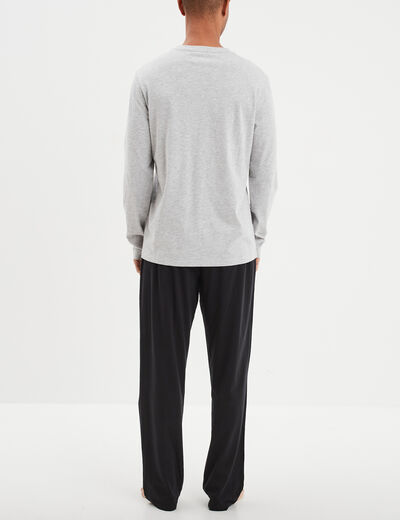 Ensemble pyjama pantalon 2 pièces coton gris homme