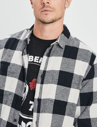 Chemise droite 2 poches manches longues ecru homme