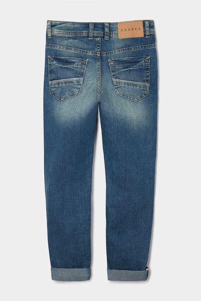 Jeans slim stretch Creeks denim double stone garçon