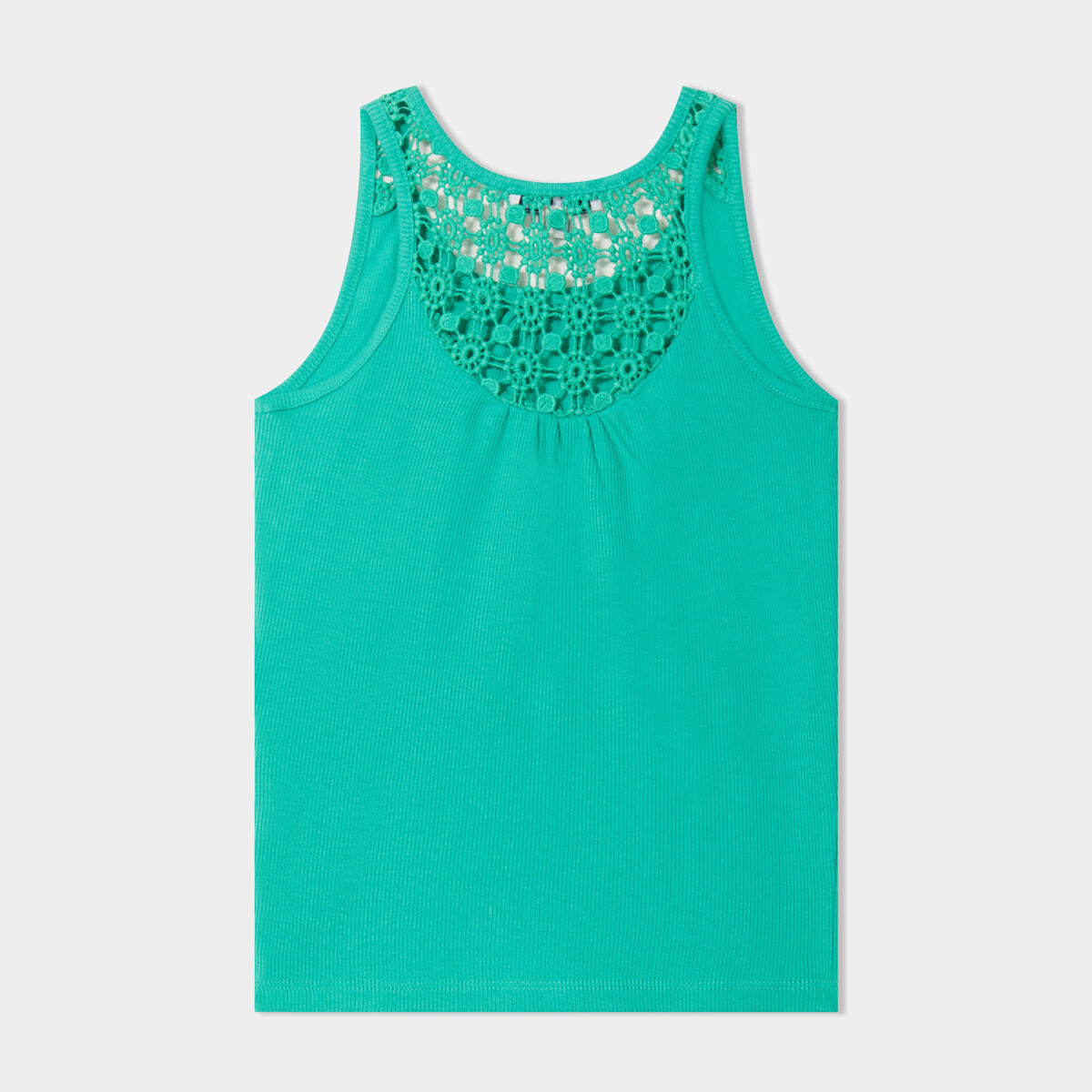 Débardeur côtelé dos macramé Creeks vert menthe fille