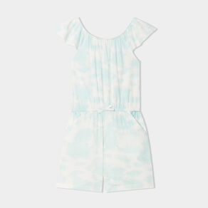 combishort avec manches volants bleu turquoise fille Combishort avec manches volants bleu turquoise fille