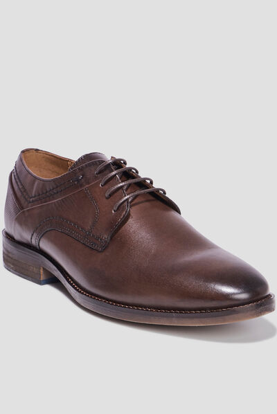 Derbies à lacets en cuir marron homme